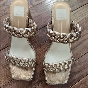 Dolce Vita Gold Braided Strap Heels